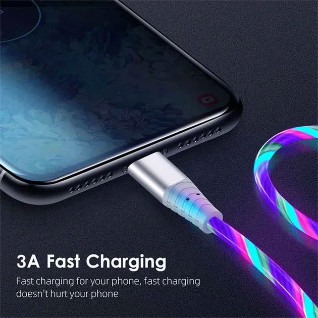 Світлодіодний кабель USB–Type-C з підсвіткою RGB | Швидка зарядка та передача даних | LED кабель для смартфона - изображение 7