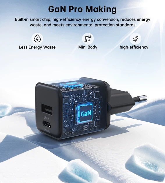 Мережевий зарядний пристрій Choetech (USB-C+USB-A) Black (PD5012-EU-BK) - Фото 7 Мережевий зарядний пристрій Choetech (USB-C+USB-A) Black (PD5012-EU-BK) - зображення 7