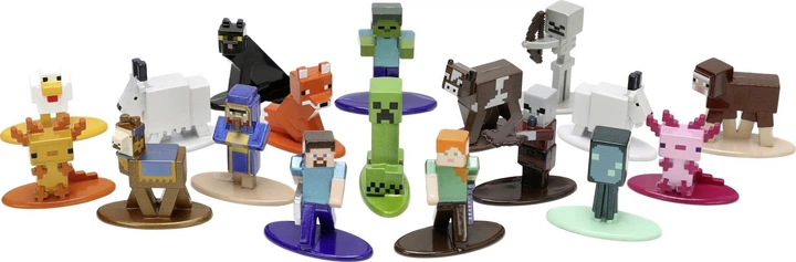 Zestaw metalowych figurek kolekcjonerskich Jada Minecraft wysokość 4 cm 18 szt (4006333099120) - obraz 2