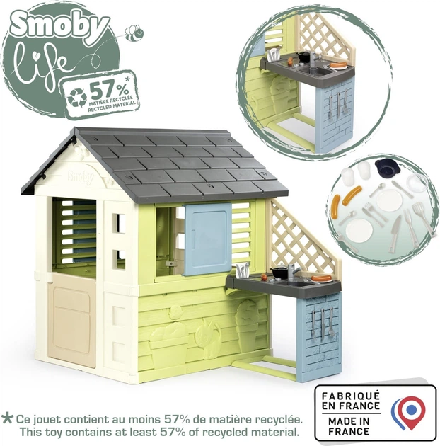 Будинок Smoby Toys Life Райдужний з літньою кухнею 145х110х127 см (3032168107380) - зображення 4