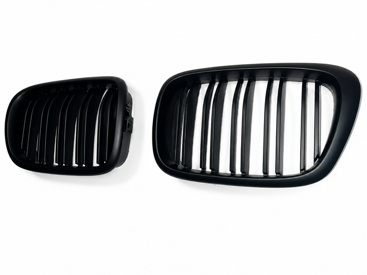 Подвійна решітка радіатора BMW E39 1999-2003 рестайлінг M-Performance чорний мат, гриль ніздрі комплект 2 шт - зображення 6