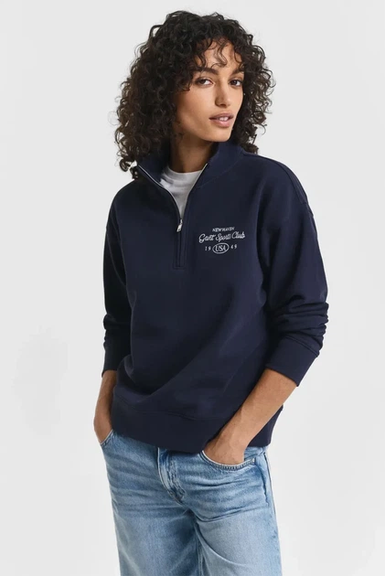 Жіноча темно-синя кофта GRAPHIC HALF ZIP SWEAT Gant M 4204215 - Фото 1 Жіноча темно-синя кофта GRAPHIC HALF ZIP SWEAT Gant M 4204215 - изображение 1