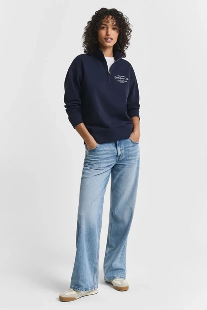Жіноча темно-синя кофта GRAPHIC HALF ZIP SWEAT Gant M 4204215 - Фото 4 Жіноча темно-синя кофта GRAPHIC HALF ZIP SWEAT Gant M 4204215 - изображение 4