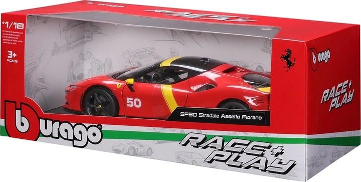Автомодель Bburago Race and Play Ferrari SF90 Stradale Assetto Fiorano 1:18 18-16021 (4893993160211) - зображення 2