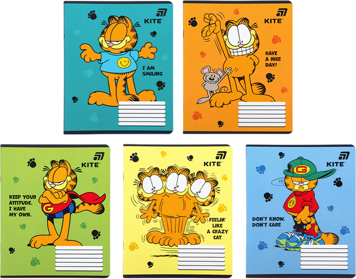 Набор тетрадей Kite Garfield Retro/Classic 12 листов в клетку 5 шт (GF26-232/5) - Фото 1 Набор тетрадей Kite Garfield Retro/Classic 12 листов в клетку 5 шт (GF26-232/5) - изображение 1