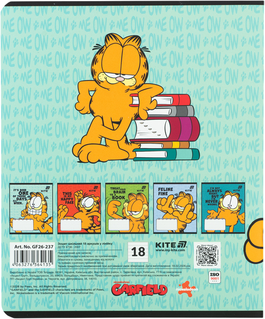 Набір зошитів Kite Garfield Retro/Classic 18 аркушів у лінію 10 шт (GF26-237/10) - зображення 11