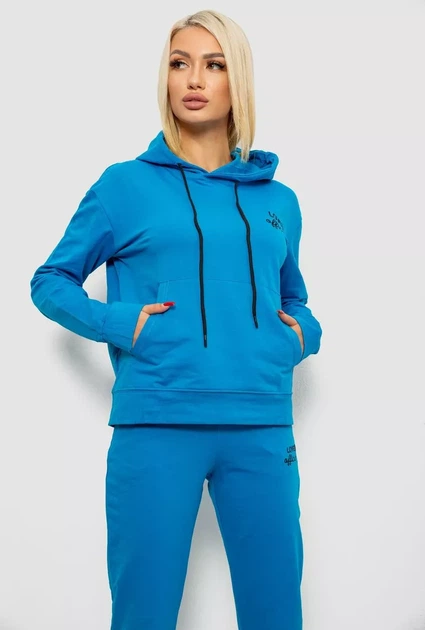 Спортивний костюм жіночий двонитка, колір синій, 214R1419-005 розмір XL - зображення 6