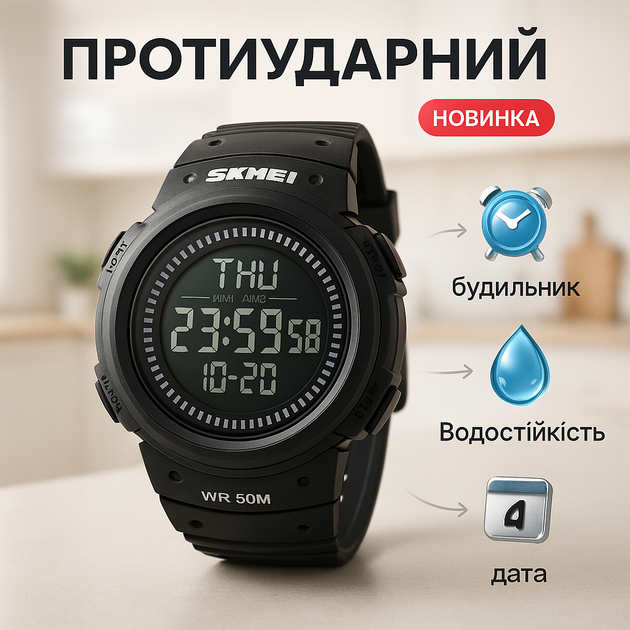 Наручний годинник Військові годинники з підсвічуванням SKMEI 1231BK, Годинники армійські скмей Армійські топ NF-67 - зображення 9