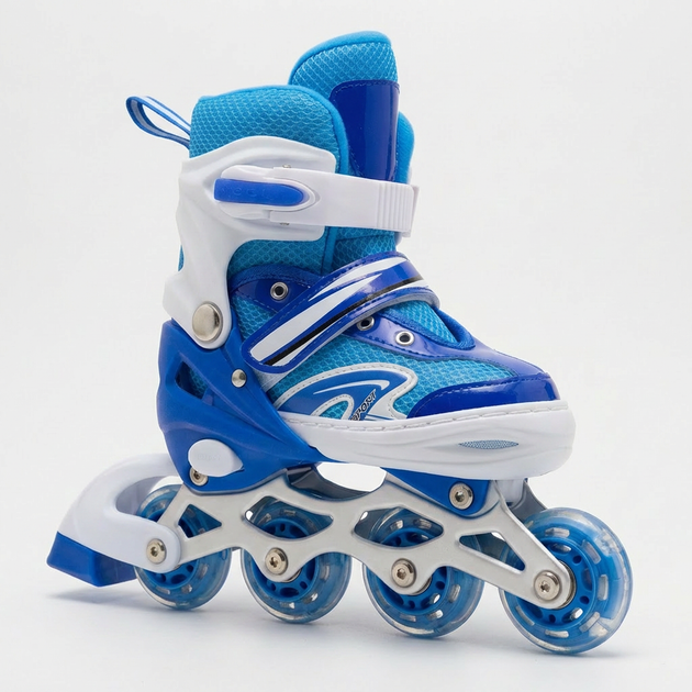 Детские раздвижные ролики с шлемом и защитой 3в1 SP-Sport Skates 0012-3 размер 31-34 Blue-Light Blue - изображение 5