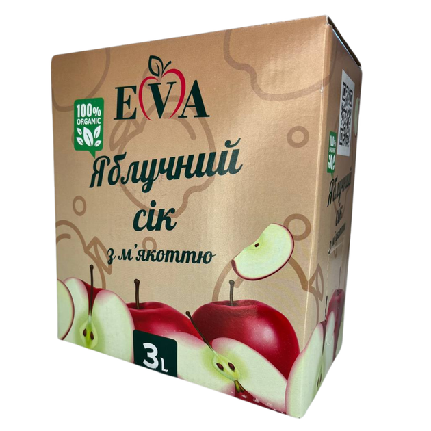 Ящик соку яблучного з м'якоттю Bag-in-box 3 л у ящику 6 шт - Фото 4 Ящик соку яблучного з м'якоттю Bag-in-box 3 л у ящику 6 шт - зображення 4
