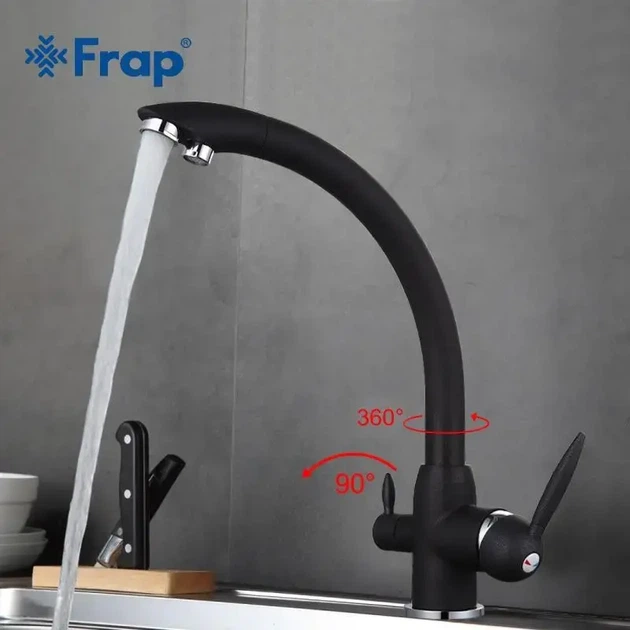 Смеситель для кухни Frap F4399-7 с подключением фильтра, черный - Фото 3 Смеситель для кухни Frap F4399-7 с подключением фильтра, черный - изображение 3