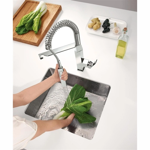 Змішувач для кухні Grohe Eurocube з гнучким виливом, хром (31395000) - зображення 3