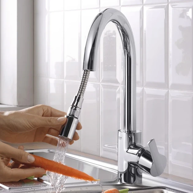 Змішувач для кухні Grohe Eurosmart Cosmopolitan з висувним виливом, хром (31481001) - зображення 2