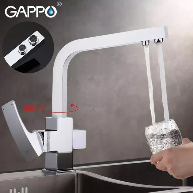 Змішувач для кухні Gappo G4307 з підключенням фільтру, хром - зображення 2