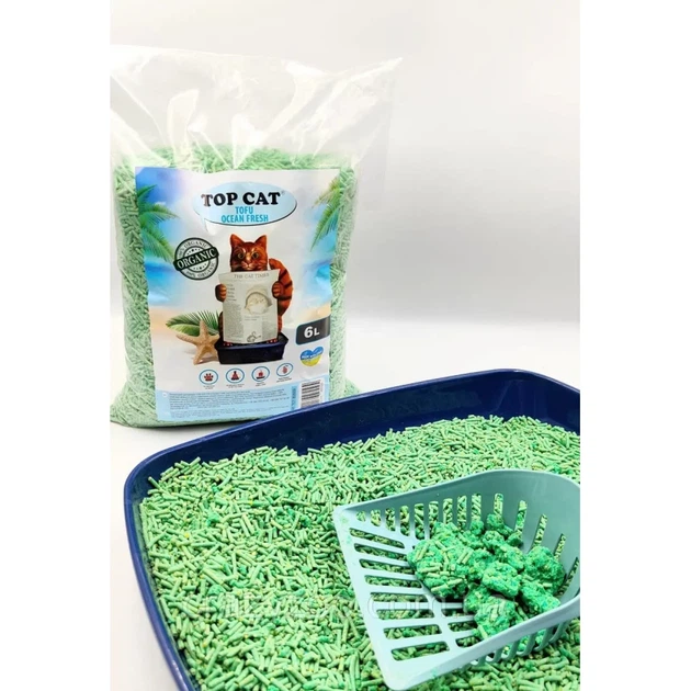Top Cat Tofu Морська свіжість - соєвий наповнювач для туалету 6л - Фото 2 Top Cat Tofu Морська свіжість - соєвий наповнювач для туалету 6л - зображення 2
