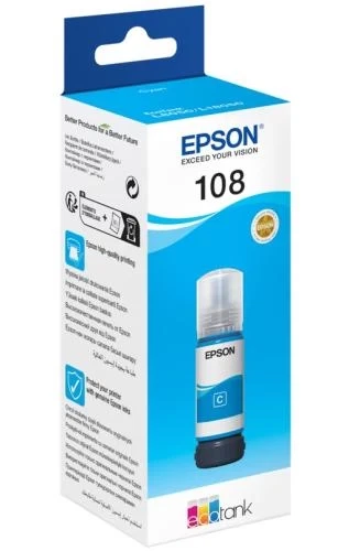 Чорнило Epson 108, Cyan, 70 мл (C13T09C24A) - Фото 1 Чорнило Epson 108, Cyan, 70 мл (C13T09C24A) - зображення 1