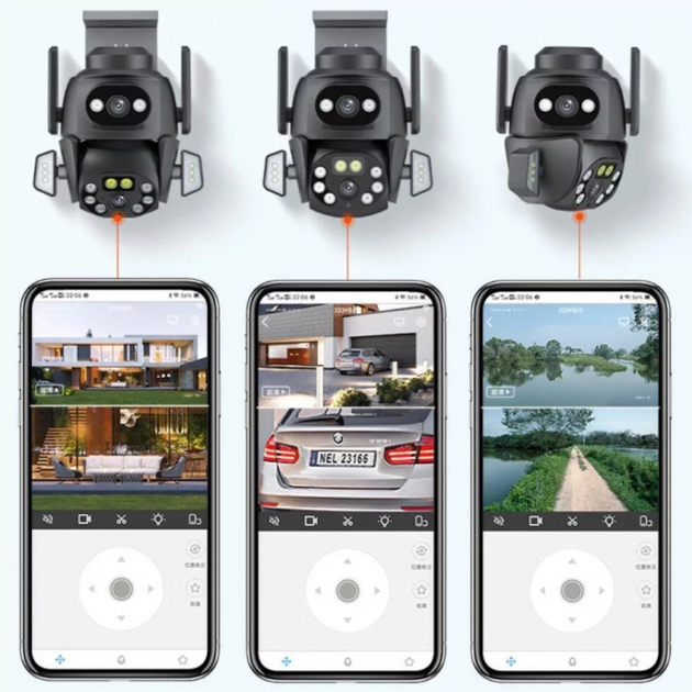 Камера наружная поворотная уличная двойная WIFI DOUL CAM Q-821 FULL-HD 4Mp Ночная сьемка Yoosee - изображение 4