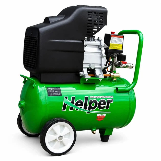 Масляный воздушный компрессор Helper HP-1101 24 л 8 бар 220 л/мин поршневой для гаража СТО мастерской электрический для покраски подкачки шин пневмоинструмента, универсальный, компактный производительный - изображение 3