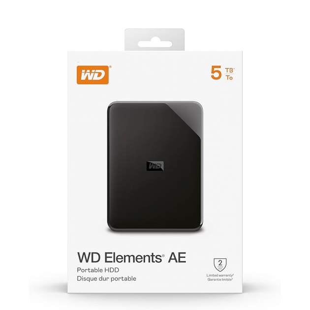 Зовнішній жорсткий диск PHD External 2.5'' WD USB 3.2 Gen1 Elements AE 5Tb Black (WDBEBA0050BBK-WESN) - Фото 2 Зовнішній жорсткий диск PHD External 2.5'' WD USB 3.2 Gen1 Elements AE 5Tb Black (WDBEBA0050BBK-WESN) - изображение 2