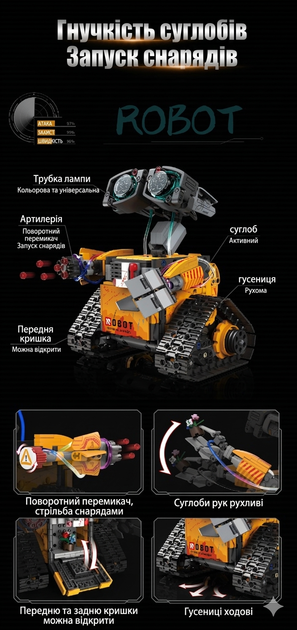 Конструктор робот програмований STEM-робот WALL-E 5 в 1 Robots PRO з пультом і додатком робот-трансформер Валлі для дітей на радіокеруванні, 673 деталі - зображення 5