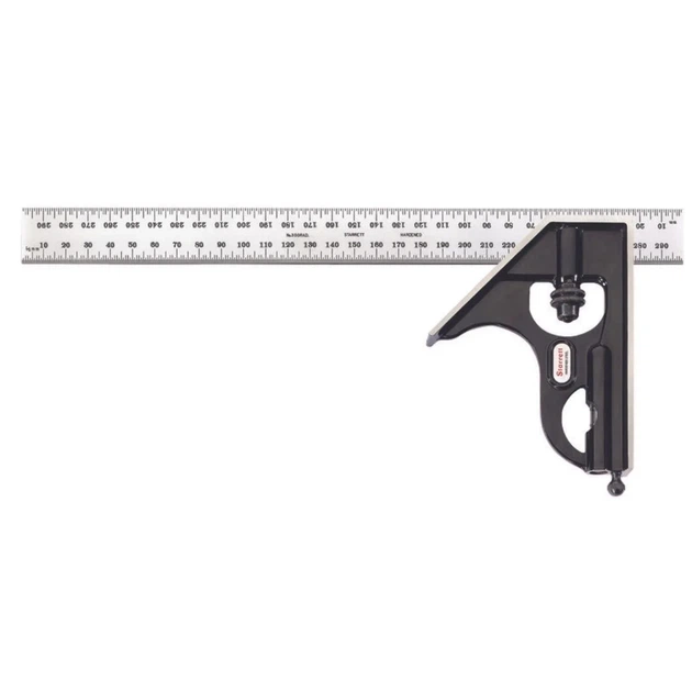 Угольник комбинированный Starrett C33MH-300 / 300мм / 90°+45° / Закаленная сталь / Серый Б/В - Фото 1 Угольник комбинированный Starrett C33MH-300 / 300мм / 90°+45° / Закаленная сталь / Серый Б/В - изображение 1
