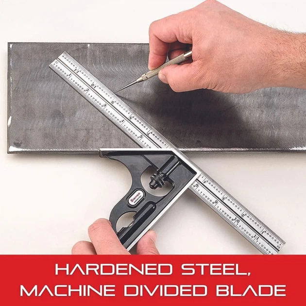 Угольник комбинированный Starrett C33MH-300 / 300мм / 90°+45° / Закаленная сталь / Серый Б/В - Фото 5 Угольник комбинированный Starrett C33MH-300 / 300мм / 90°+45° / Закаленная сталь / Серый Б/В - изображение 5