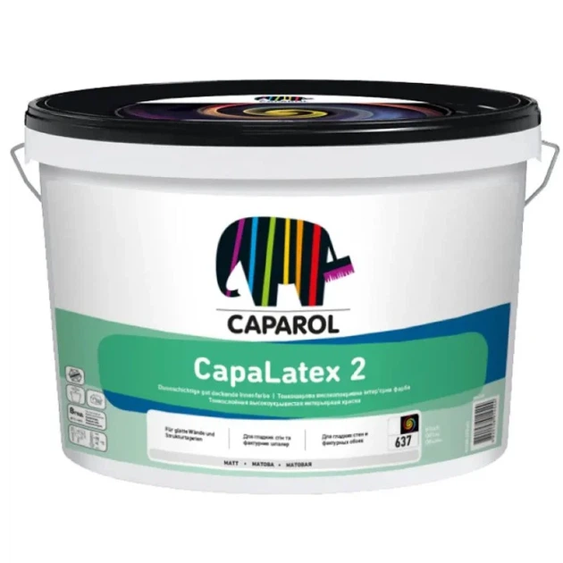 Універсальна інтер'єрна латексна фарба Caparol XUA CapaLatex 2 B1 10 л + малярна стрічка BEOROL 33 м + валик Beorol 25 см - зображення 2