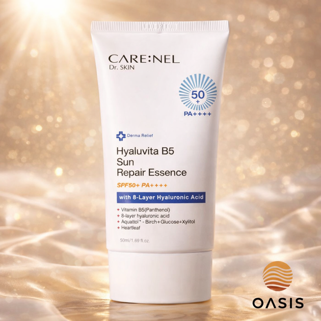 Сонцезахисна есенція CARENEL Hyaluvita B5 Sun Repair Essence 50 мл - зволожувальний антивіковий догляд з вітаміном B5 - Фото 1 Сонцезахисна есенція CARENEL Hyaluvita B5 Sun Repair Essence 50 мл - зволожувальний антивіковий догляд з вітаміном B5 - изображение 1