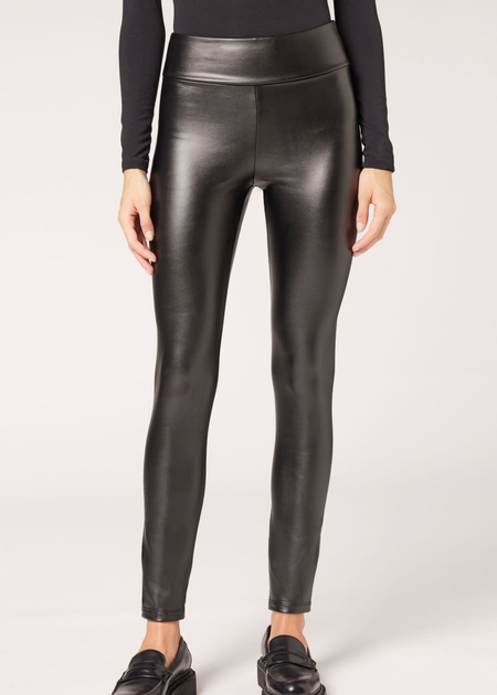 Легінси з флісом під шкіру Calzedonia чорні XL - зображення 4