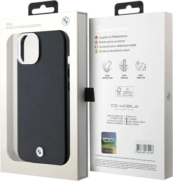 Панель BMW Signature Wrapped Metal MagSafe BMHMP15S23PUFWK для Apple iPhone 15 \ 14 \ 13 Black (3666339233259) - зображення 3