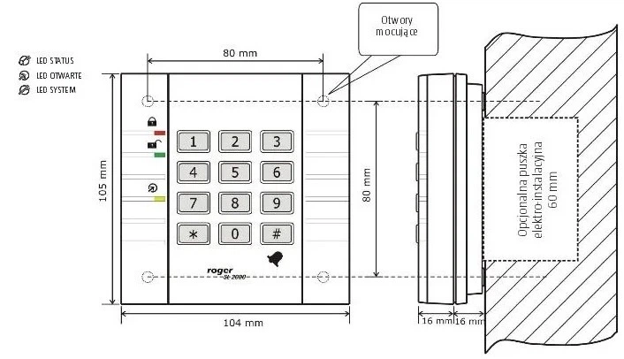 Autonomiczny zamek szyfrowy Roger SL2000B Biały (5907608963834) - obraz 4