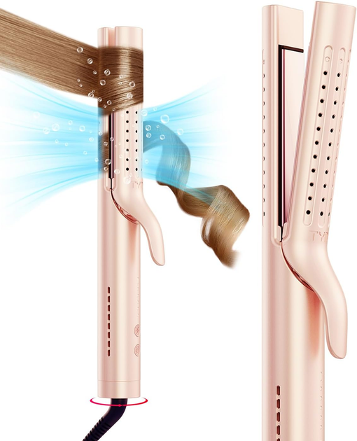 Плойка-стайлер 2 в 1 TYMO Airflow 2.0 Rose Gold: выпрямитель и бигуди, ионизация, 5 режимов, титановое покрытие - изображение 2