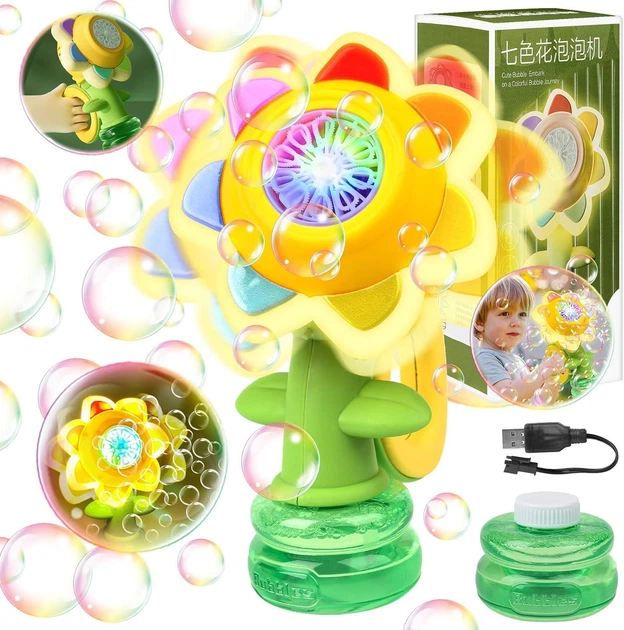 Генератор мыльных пузырей Seven COLOR FLOWER в форме подсолнуха, с подсветкой, 3 режима скорости, на аккумуляторе - изображение 9