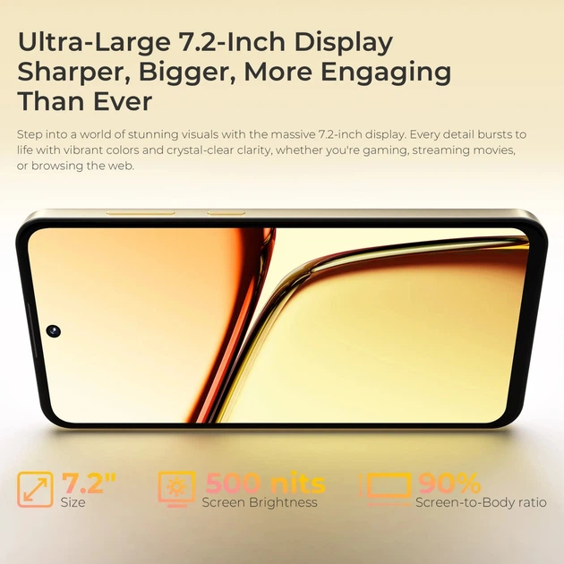 Смартфон Oukitel C69 7.2'' HD+ 8GB/512GB T606 6000mAh 64+8Мп NFC Gold (C69_8_512_GD) - зображення 4