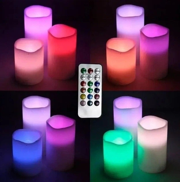 Світлодіодний Нічник Набір свічок LED світильник 3 свічки 12 кольорів Luma Candles Color Changing з пультом - зображення 4