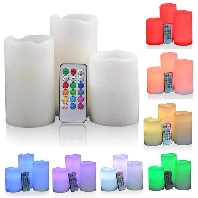 Світлодіодний Нічник Набір свічок LED світильник 3 свічки 12 кольорів Luma Candles Color Changing з пультом - зображення 11