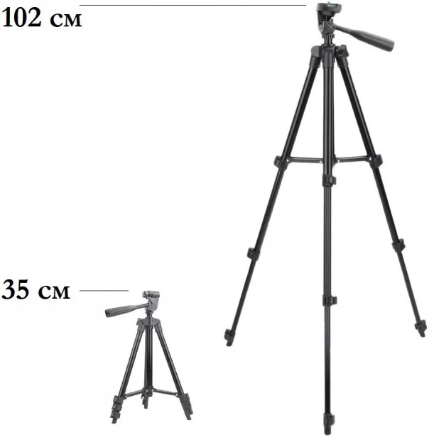 Штатив Tripod 3120 со штативной головкой для смартфона, фотоаппарата 102см - Фото 9 Штатив Tripod 3120 со штативной головкой для смартфона, фотоаппарата 102см - изображение 9