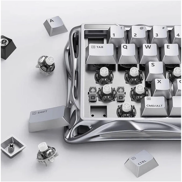 Клавіатура магнітна GravaStar Mercury V60 Pro 60keys, GravaStar Blackcore, USB-A, 8k, RGB, Chrome Silver (GSV60PRO_XTAL_SLV) - изображение 8