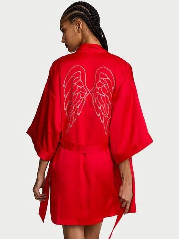 Халат Victoria's Secret Signature Satin Short Piped Robe XS/S Червоний (27318329) - зображення 3