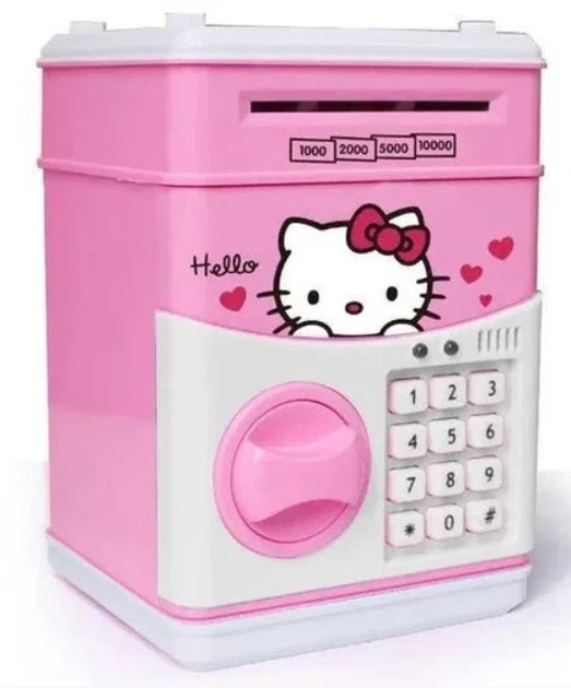 Іграшковий дитячий сейф скарбничка Hello Kitty з кодовим замком рожевий - зображення 5