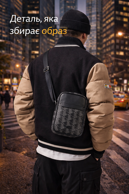 Сумка через плече Lacoste Monogram Black чорна кросбоді - зображення 5