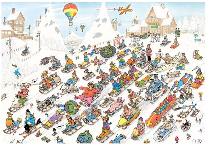Puzzle Jumbo Jan van Haasteren It's all going downhill 2000 elementów 1110100026 (8710126000267) - obraz 2