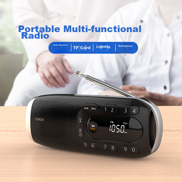 Радіоприймач PHILIPS TAR2808 для літніх людей, динамік із вставною карткою, ліхтарик, портативний акумуляторний зовнішній парковий аварійний сигнал тривоги з літієвою батареєю, багатофункціональний динамік - зображення 3