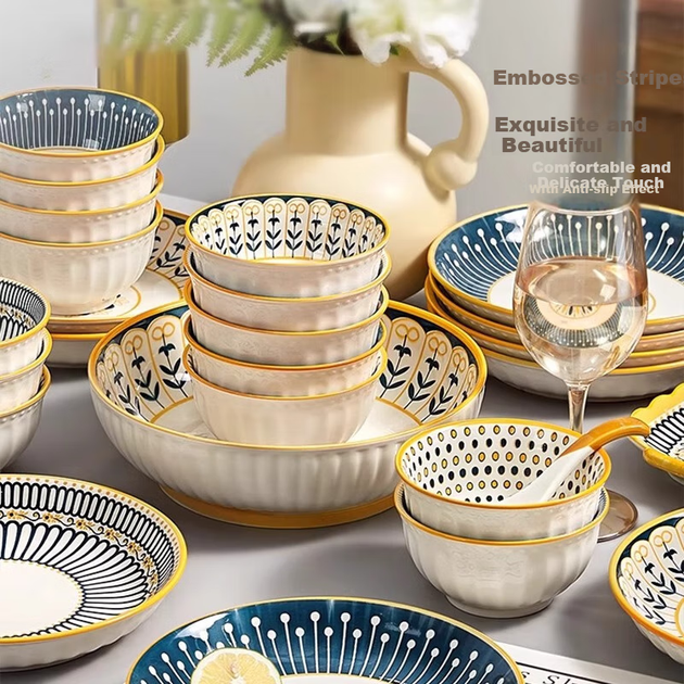 Набір посуду керамічний CERAMICS тарілка для риби+палички скандинавський 38 предметів подарунковий - зображення 4