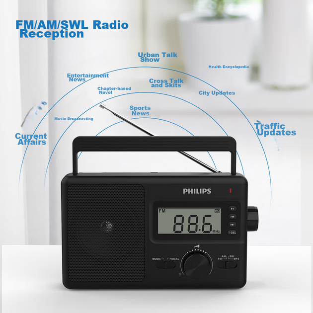 PHILIPS TAR3368 Вседіапазонне радіо Настільне радіо Цифрове багатофункціональне USB TF карта літній портативний напівпровідниковий динамік подвійного використання - зображення 3