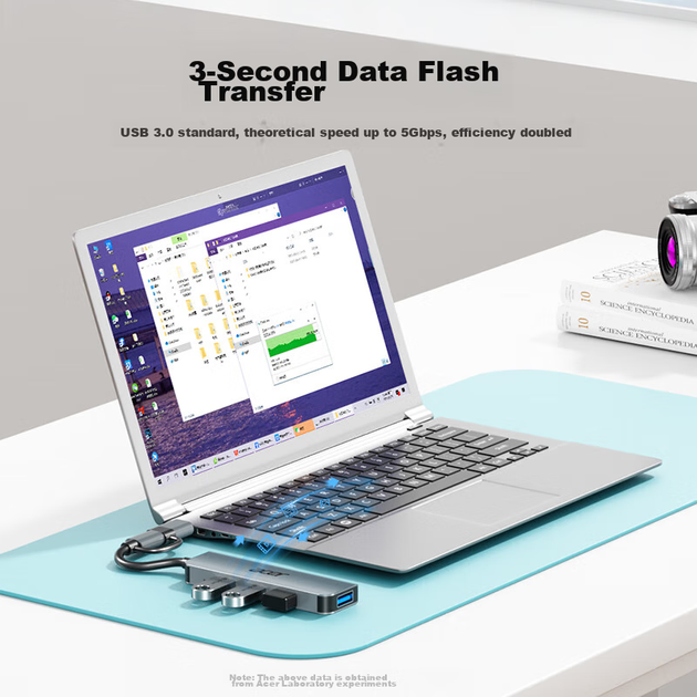 Acer Type-C/USB 3.0 концентратор, высокоскоростная док-станция расширения с четырьмя портами, удлинитель для телефона на ноутбуке и настольном компьютере, адаптер-конвертер из алюминиевого сплава - Фото 2 Acer Type-C/USB 3.0 концентратор, высокоскоростная док-станция расширения с четырьмя портами, удлинитель для телефона на ноутбуке и настольном компьютере, адаптер-конвертер из алюминиевого сплава - изображение 2