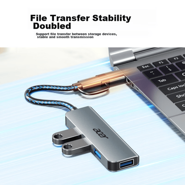 Acer Type-C/USB 3.0 концентратор, высокоскоростная док-станция расширения с четырьмя портами, удлинитель для телефона на ноутбуке и настольном компьютере, адаптер-конвертер из алюминиевого сплава - Фото 6 Acer Type-C/USB 3.0 концентратор, высокоскоростная док-станция расширения с четырьмя портами, удлинитель для телефона на ноутбуке и настольном компьютере, адаптер-конвертер из алюминиевого сплава - изображение 6