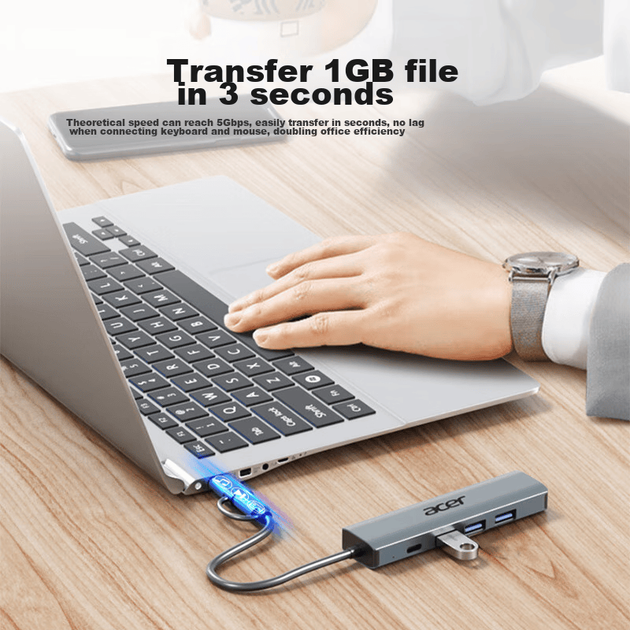 Адаптер Acer Type-C/USB на Ethernet, концентратор-розгалужувач, концентратор-спліттер, мережевий кабель для ноутбука, адаптер RJ45, конвертер, док-станція розширення для робочого столу - Фото 4 Адаптер Acer Type-C/USB на Ethernet, концентратор-розгалужувач, концентратор-спліттер, мережевий кабель для ноутбука, адаптер RJ45, конвертер, док-станція розширення для робочого столу - изображение 4