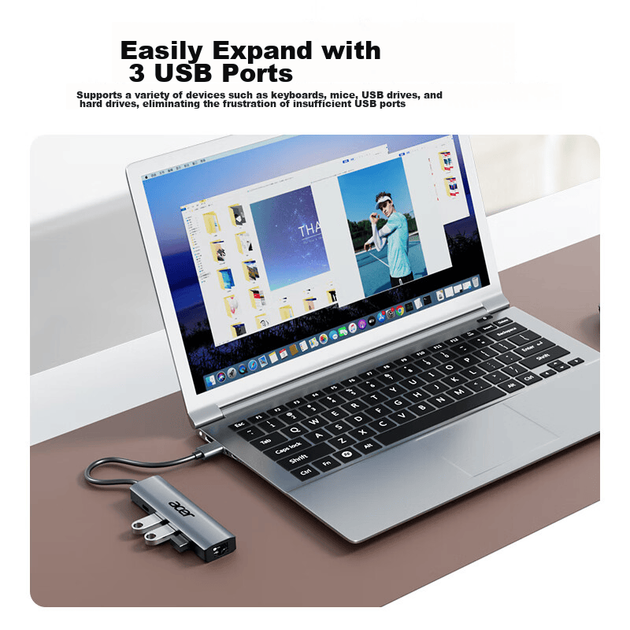 Адаптер Acer Type-C/USB на Ethernet, концентратор-розгалужувач, концентратор-спліттер, мережевий кабель для ноутбука, адаптер RJ45, конвертер, док-станція розширення для робочого столу - Фото 6 Адаптер Acer Type-C/USB на Ethernet, концентратор-розгалужувач, концентратор-спліттер, мережевий кабель для ноутбука, адаптер RJ45, конвертер, док-станція розширення для робочого столу - изображение 6
