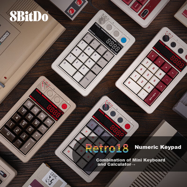 Клавиатура беспроводная 8BitDo Retro18 Kailh Box V2 White Wireless/Bluetooth/USB - изображение 3